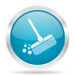 Poster - broom blue glossy metallic circle modern web icon on white background