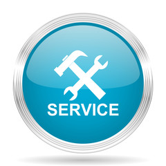 Poster - service blue glossy metallic circle modern web icon on white background