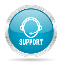 Poster - support blue glossy metallic circle modern web icon on white background