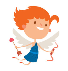 Wall Mural - Valentine Day cupid angels cartoon style vector illustration