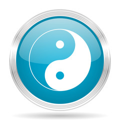 Poster - ying yang blue glossy metallic circle modern web icon on white background