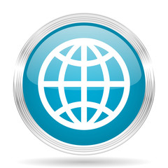 Poster - earth blue glossy metallic circle modern web icon on white background