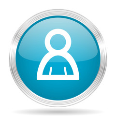 Poster - person blue glossy metallic circle modern web icon on white background