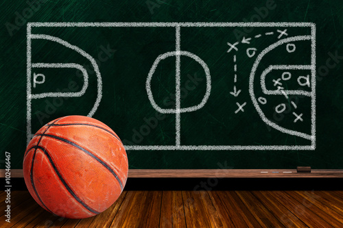 Fotografía Concepto de juego con robustos Baloncesto y tablero de tiza de Estrategia Juego