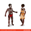 Aborigine couple flat 3d isometric costume collection