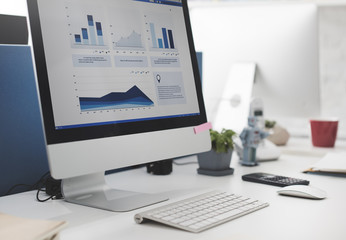workspace working desk accounting analysis concept