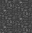 © natashapankina - Seamless background hand drawn doodle Theatre set Vector illustration Sketchy theater icons Acting performance elements Ticket Masks Lyra Flowers Curtain stage Musical notes Pointe shoes Make-up tools
