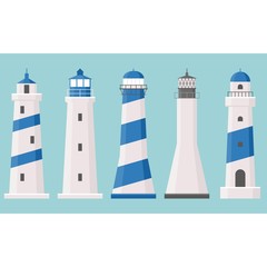 Vector light house icons collection set 2, flat design