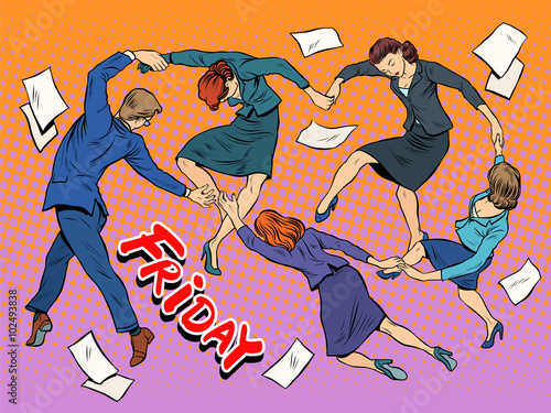 Poster Dance in the office Friday holiday joy business