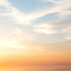 sunset sun in the sky of world cloudy fluffy cloudscape