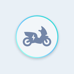 Poster - electric scooter, motorbike round icon, EV, electric vehicle icon, ecologic transport, vector illustration