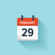 February 29. Vector Flat Daily Calendar Icon. Date And Time, Day, Month. Holiday.