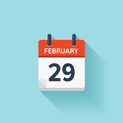 February 29. Vector flat daily calendar icon. Date and time, day, month. Holiday.