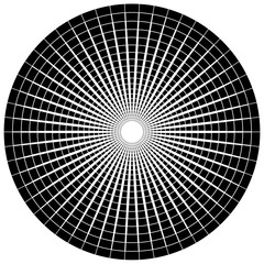 Poster - Circular abstract monochrome design element on white