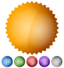 Poster - Starburst, badge design elements with empty space in 6 colors