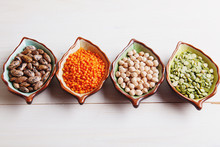 Healthy Pulses Products Chick-pea, Lentil, Beans And Peas, Top View