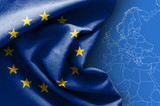 Fototapeta Kosmos - Flag of Europe on map background