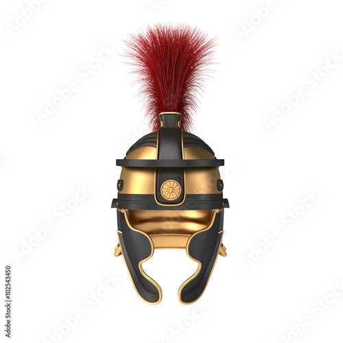 Fotografie, Obraz Isolated illustration of a Roman Helmet with a scarlet plume