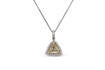 Wall Mural - Gorgeous Yellow Trillion Cut Diamond Necklace with White Diamond Halo