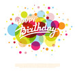 Happy Birthday greeting card on colorful back with circles