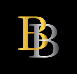 Poster - bb initial letter with gold and silver