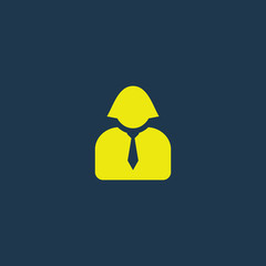 Yellow icon of User on dark blue background. Eps.10