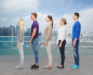 Sticker - group of people over city waterside background