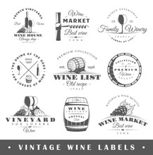 Set Of Vintage Wine Labels
