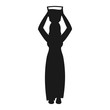 Silhouette of a woman carrying water isolated on white