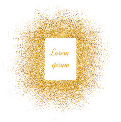 Abstract gold background. Gold background for card. Gold glitter. Gold sparkles on white background.