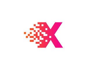 Wall Mural - Letter X Pixel Motion Logo Design Template