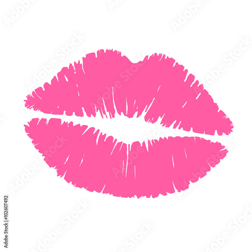 Pink lipstick isolated on white background. Poster Mural XXL