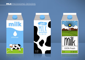 Wall Mural - Trendy Vector Milk Packaging Template