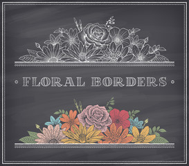 Wall Mural - vector flower chalkboard border