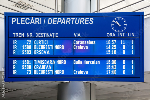 Departures Board On The Train Station In Drobeta Turnu Severin Romania Electronic Romanian Panel Buy This Stock Photo And Explore Similar Images At Adobe Stock Adobe Stock