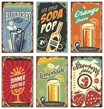 Retro Wall Decor With Juices And Drinks Set