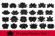 Lotus flowers black and white silhouette, modern flat icons. Set