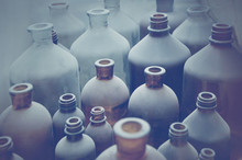Antique  Bottles Covered With Dust