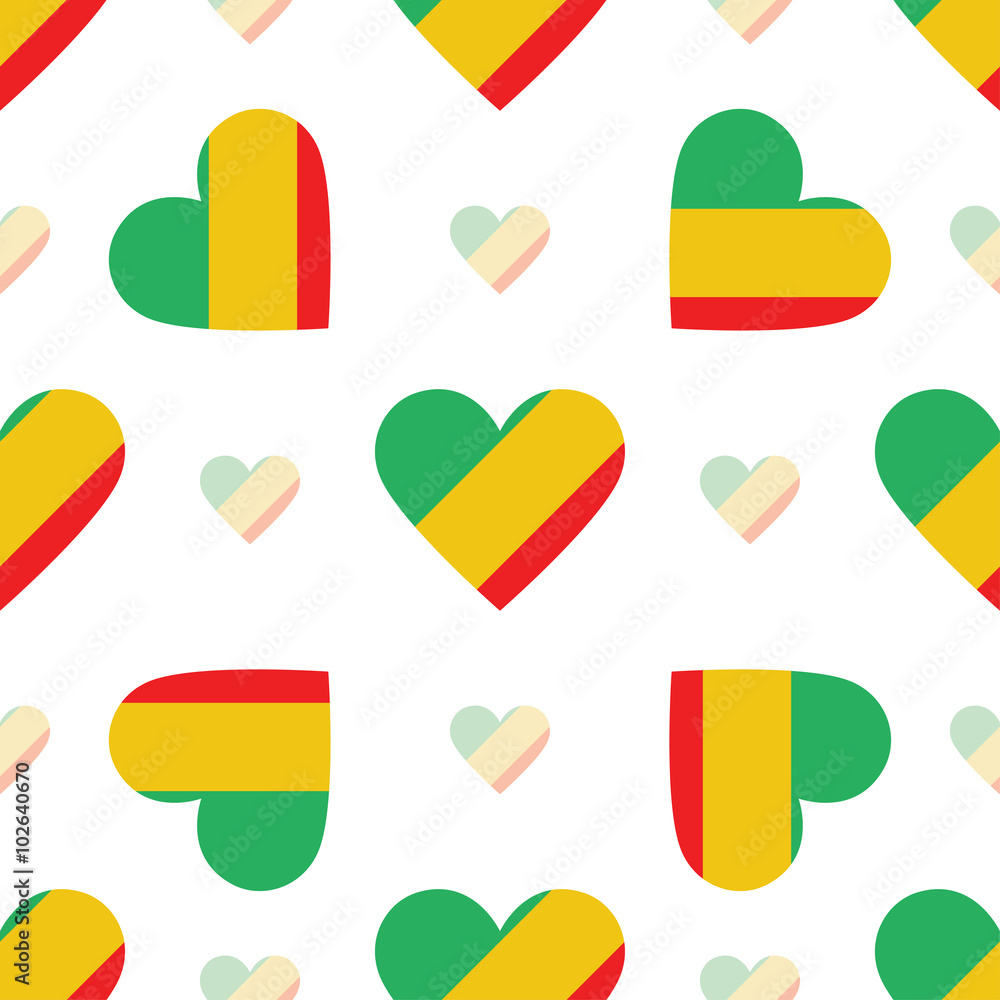 Republic of the Congo flag heart seamless pattern. Patriotic Rep Stock ...