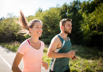 Wall Mural - Friends running together