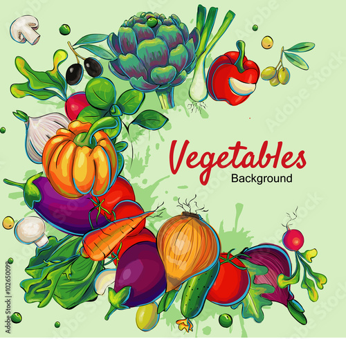 Fotografie, Obraz Fresh vegetables poster background template vector