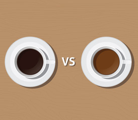 coffee vs versus tea compare health and benefit vector