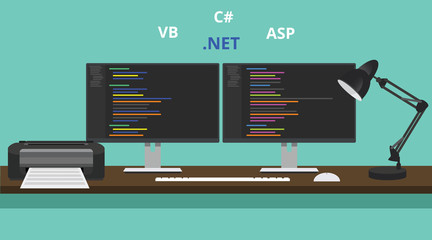 Wall Mural - programmer workspace visual studio .net technology asp .net vb visual basic