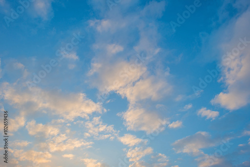 Fototapeta na wymiar Clouds in a blue sky in winter