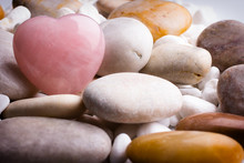 Pink Heart Stone On The Spa Stone Background.