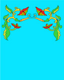 Fototapeta Pokój dzieciecy - border vintage floral pattern on a blue background