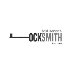 Locksmith vector logo, icon. Key is shaping letter 