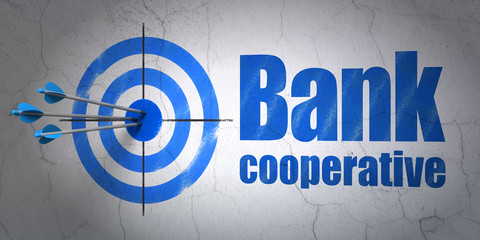 Canvas Print - Banking concept: target and Bank Cooperative on wall background