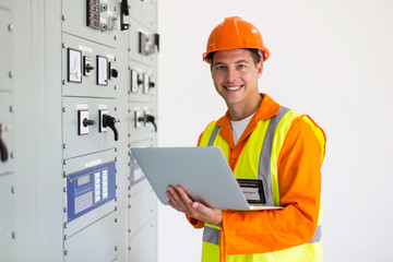 young engineer with laptop