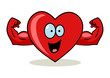 Cartoon character of a heart with muscular hands